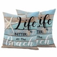 thumbnail image 1 of 2 Pack Outdoor Waterproof Throw Pillow Covers,Beach Life Ocean Starfish Decorative Square Pillow Case Patio Pillowcases for Chair Couch Sofa 16x16in, 1 of 9