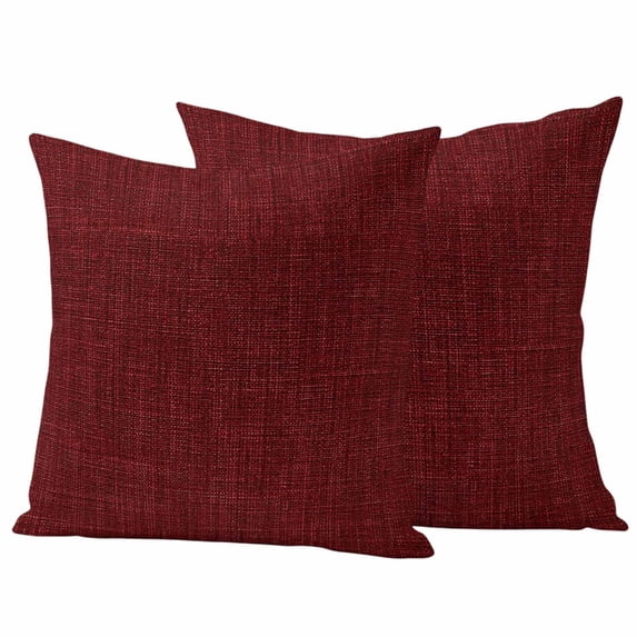 2 Pack Outdoor Waterproof Throw Pillow Covers,Classic Solid Dark Red Decorative Square Pillow Case Patio Pillowcases for Chair Couch Sofa 16x16in