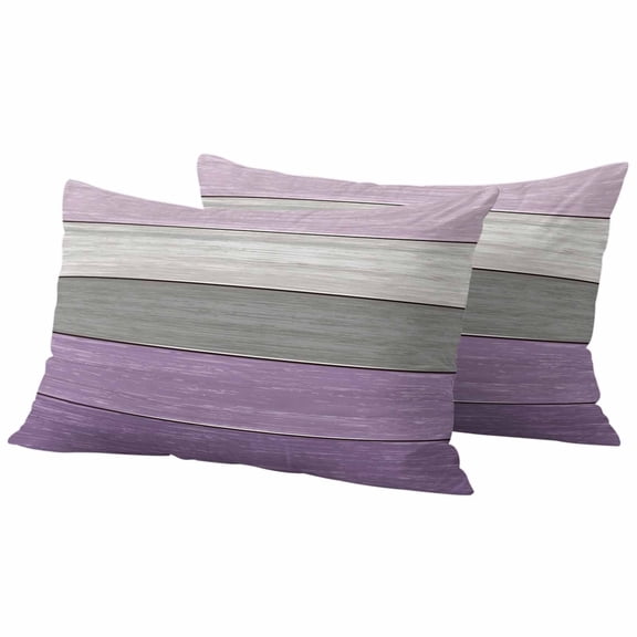 2 Pack Outdoor Waterproof Throw Pillow Covers,Country Wood Board Gray Purple Decorative Rectangle Patio Pillowcases for Chair Couch Sofa 20x12in