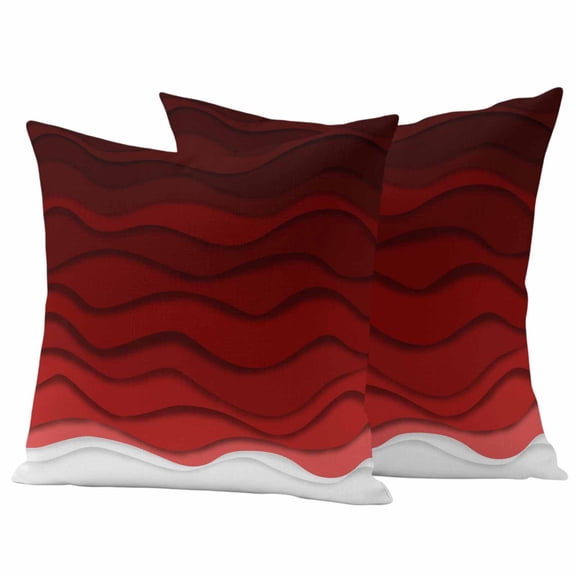 2 Pack Outdoor Waterproof Throw Pillow Covers,Dark Red Color Gradient Art Decorative Square Pillow Case Patio Pillowcases for Chair Couch Sofa 16x16in