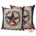 thumbnail image 1 of 2 Pack Outdoor Waterproof Throw Pillow Covers,Farmhouse Rural Star Vine Wreath Decorative Square Patio Pillowcases for Chair Couch Sofa 18x18in, 1 of 9