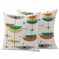 thumbnail image 1 of 2 Pack Outdoor Waterproof Throw Pillow Covers,Mid Century Orange Abstract Geometric Decorative Square Pillow Case Patio Pillowcases for Chair Couch Sofa 16x16in, 1 of 9