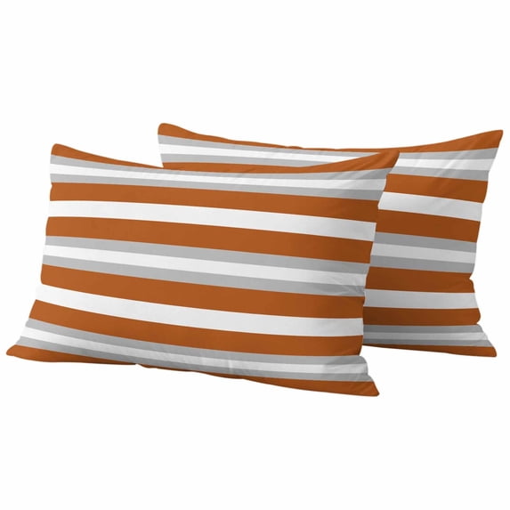 2 Pack Outdoor Waterproof Throw Pillows, Modern Minimalist Orange Gray Stripe Decorative Rectangle Pillow Case Patio Pillows for Chair Couch Sofa 20x12in