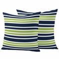 thumbnail image 1 of 2 Pack Outdoor Waterproof Throw Pillow Covers,Navy Blue Green Stripe Decorative Square Pillow Case Patio Pillowcases for Chair Couch Sofa 16x16in, 1 of 9