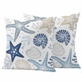 thumbnail image 1 of 2 Pack Outdoor Waterproof Throw Pillow Covers,Ocean Starfish Shell Conch Decorative Square Pillow Case Patio Pillowcases for Chair Couch Sofa 16x16in, 1 of 9