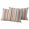 thumbnail image 1 of 2 Pack Outdoor Waterproof Throw Pillow Covers,Orange Grey Vertical Stripe Decorative Rectangle Patio Pillowcases for Chair Couch Sofa 20x12in, 1 of 9