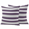 thumbnail image 1 of 2 Pack Outdoor Waterproof Throw Pillows, Purple Gray Minimalist Stripe Art Decorative Square Pillow Case Patio Pillows for Chair Couch Sofa 18x18in, 1 of 9