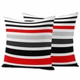 thumbnail image 1 of 2 Pack Outdoor Waterproof Throw Pillow Covers,Red Black Grey Stripes Decorative Square Pillow Case Patio Pillowcases for Chair Couch Sofa 16x16in, 1 of 9