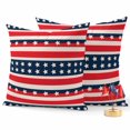 thumbnail image 1 of 2 Pack Outdoor Waterproof Throw Pillows,Red Blue Star and Stripe Flag Decorative Square Pillow Case Patio Pillows for Chair Couch Sofa 16x16in, 1 of 9
