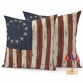 thumbnail image 1 of 2 Pack Outdoor Waterproof Throw Pillows,Retro USA Flag Independence Day Decorative Square Pillow Case Patio Pillows for Chair Couch Sofa 16x16in, 1 of 9