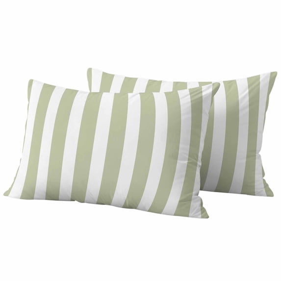 2 Pack Outdoor Waterproof Throw Pillow Covers,Sage Green and White Stripe Art Decorative Rectangle Patio Pillowcases for Chair Couch Sofa 20x12in