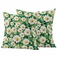 thumbnail image 1 of 2 Pack Outdoor Waterproof Throw Pillow Covers,Spring Flower Leaf White Daisy Decorative Square Patio Pillowcases for Chair Couch Sofa 16x16in, 1 of 9