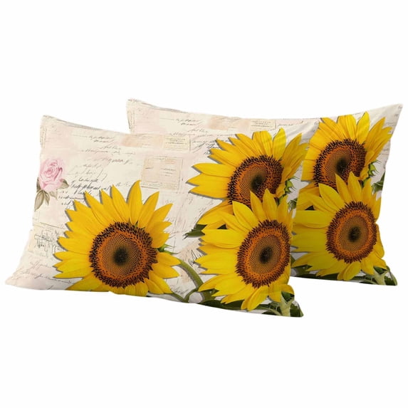 2 Pack Outdoor Waterproof Throw Pillow Covers,Summer Farm Sunflower Decorative Rectangle Pillow Case Patio Pillowcases for Chair Couch Sofa 20x12in