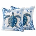 thumbnail image 1 of 2 Pack Outdoor Waterproof Throw Pillow Covers,Summer Ocean Blue Turtle on White Decorative Square Patio Pillowcases for Chair Couch Sofa 16x16in, 1 of 9