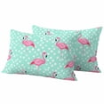 thumbnail image 1 of 2 Pack Outdoor Waterproof Throw Pillow Covers,Summer Pink Flamingo Decorative Rectangle Pillow Case Patio Pillowcases for Chair Couch Sofa 20x12in, 1 of 9