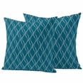 thumbnail image 1 of 2 Pack Outdoor Waterproof Throw Pillows, Teal Stripes Abstract Geometric Decorative Square Pillow Case Patio Pillows for Chair Couch Sofa 16x16in, 1 of 9
