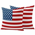 thumbnail image 1 of 2 Pack Outdoor Waterproof Throw Pillows, USA Flag Independence Day Decorative Square Pillow Case Patio Pillows for Chair Couch Sofa 16x16in, 1 of 9