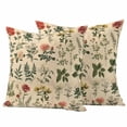 thumbnail image 1 of 2 Pack Outdoor Waterproof Throw Pillow Covers,Vintage Rose Flower Leaf Herb Decorative Square Patio Pillowcases for Chair Couch Sofa 16x16in, 1 of 9