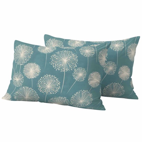 2 Pack Outdoor Waterproof Throw Pillow Covers,Watercolor Beige Dandelion on Blue Decorative Rectangle Pillow Case Patio Pillowcases for Chair Couch Sofa 20x12in