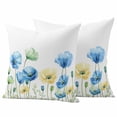thumbnail image 1 of 2 Pack Outdoor Waterproof Throw Pillow Covers,Watercolor Flower Blue Yellow Poppy Decorative Square Patio Pillowcases for Chair Couch Sofa 16x16in, 1 of 9