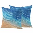 thumbnail image 1 of 2 Pack Outdoor Waterproof Throw Pillows, Watercolor Ocean Blue Foamy Wave Decorative Square Pillow Case Patio Pillows for Chair Couch Sofa 16x16in, 1 of 9