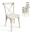 thumbnail image 1 of 2-Pack Outdoors Stackable Chair, White Minimalism Accent Chairs with X-Shaped Back, 16.9-Inch Wide Chair for Dining Room, Garden, Yard, Patio, 1 of 9