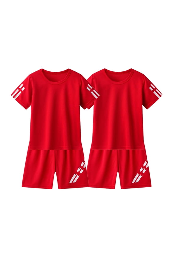 2 Pack Outfits for Boys 2 Piece Sets Crewneck Casual Althetic Sport Pullover Top And Boyshort Summer Clothes Size 3-14
