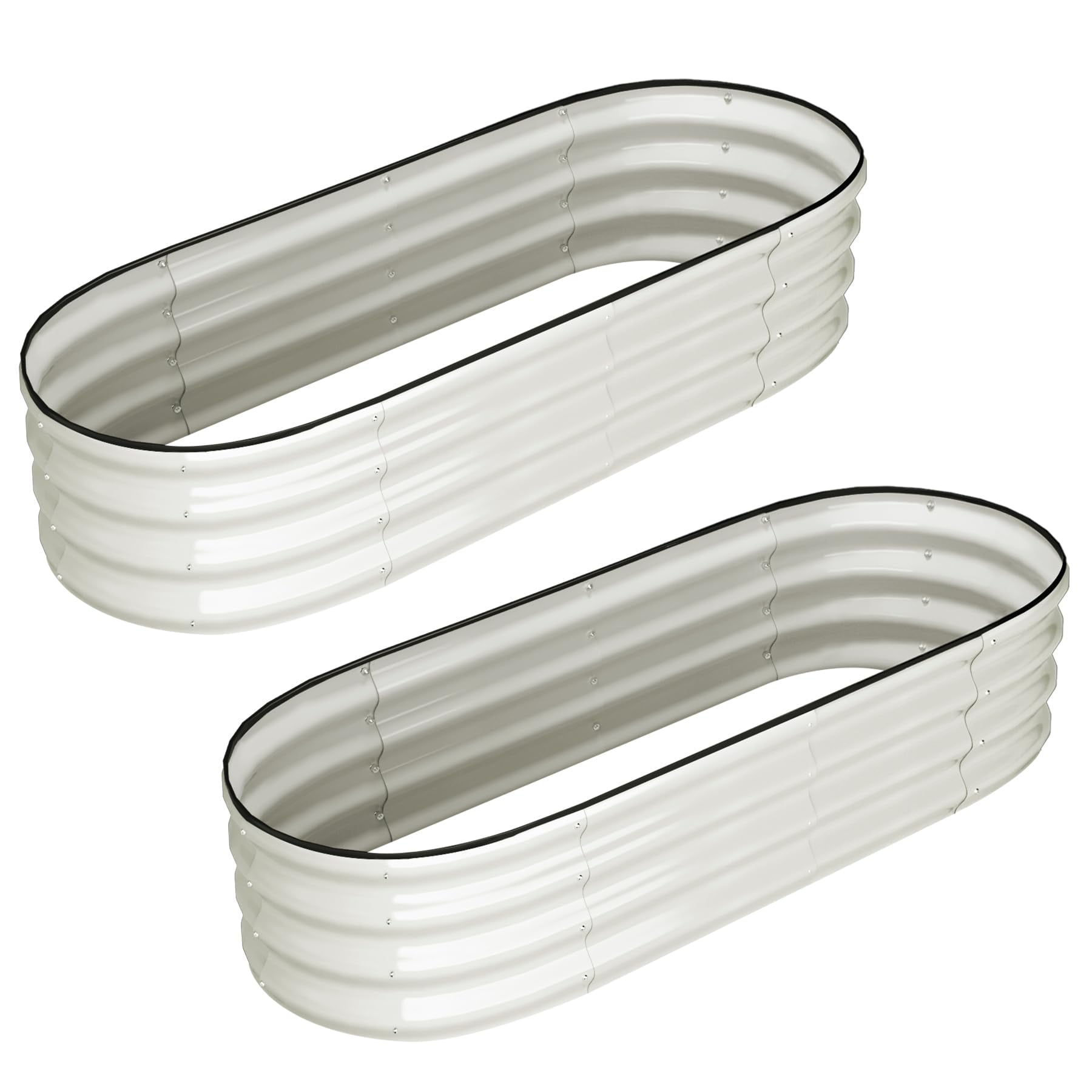 2-Pack Oval Raised Garden Bed – Modular Steel Planter for Outdoor Vegetable & Herb Gardening – Easy Assembly, Durable Corrugated Metal Frame, No Tools Required