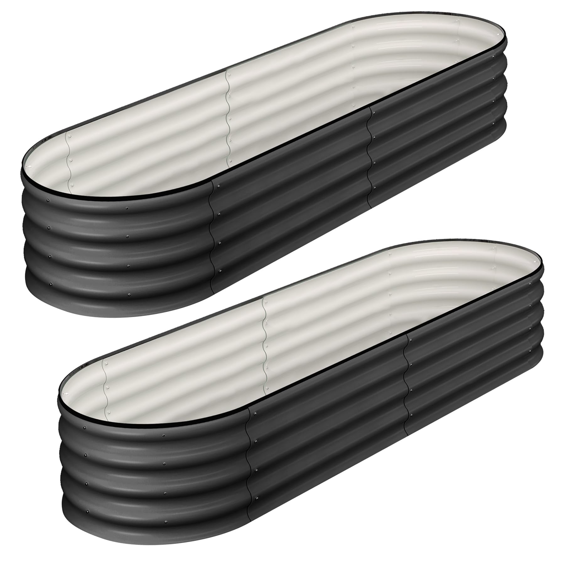 2-Pack Oval Raised Garden Bed – Modular Steel Planter for Outdoor Vegetable & Herb Gardening – Easy Assembly, Durable Corrugated Metal Frame, No Tools Required