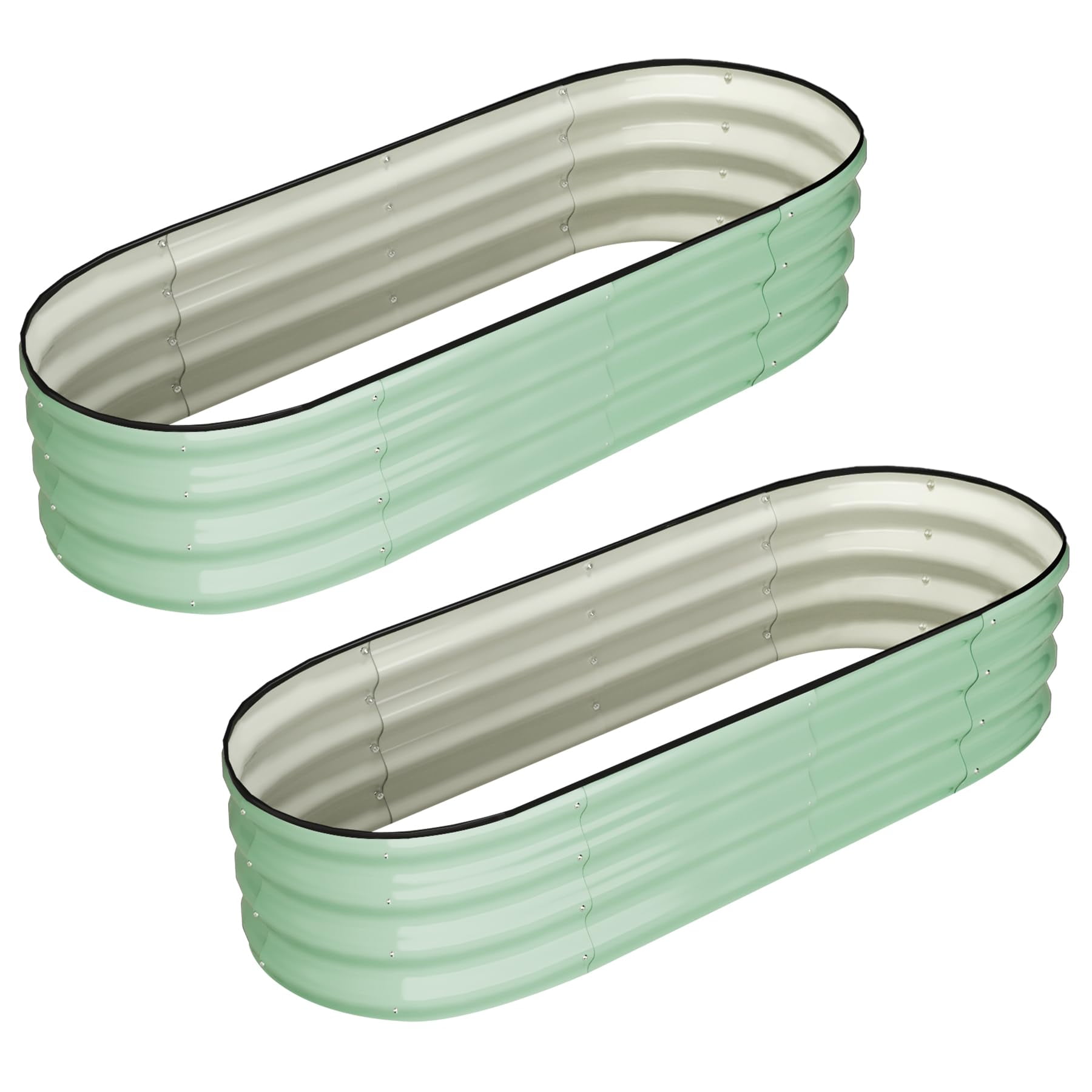2-Pack Oval Raised Garden Bed – Modular Steel Planter for Outdoor Vegetable & Herb Gardening – Easy Assembly, Durable Corrugated Metal Frame, No Tools Required