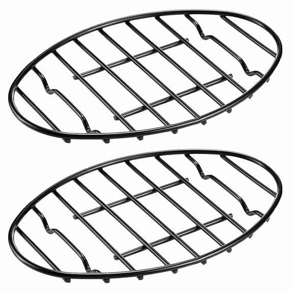 2 Pack Oval Roasting Rack - 12 Inch Black Cooling with Integrated Feet,Nonstick -for Pan,Great for Basting