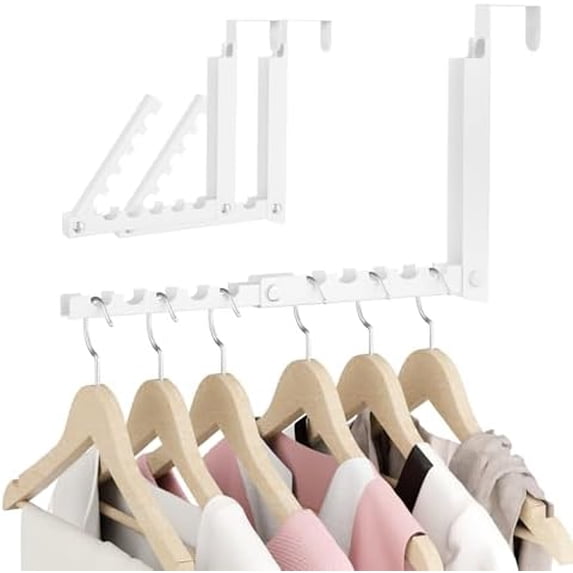2 Pack Over The Door Folding Clothes Drying Rack, Double Fold Hanging ...