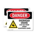 thumbnail image 1 of (2 Pack) Overhead Crane Suspended Load OSHA Danger Sign 24 Inch X 18 Inch Indoor / Outdoor Rust-Free Aluminum Metal Signs for Workplace, Workshop, and Construction Site, Made in the USA, 1 of 8