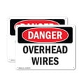 thumbnail image 1 of (2 Pack) Overhead Wires OSHA Danger Sign 18 Inch X 12 Inch Indoor / Outdoor Rust-Free Aluminum Metal Signs for Workplace, Workshop, and Construction Site, Made in the USA, 1 of 8