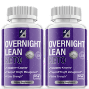 (2 Pack) Overnight Lean Keto - Keto Weight Loss Formula - Energy & Focus Boosting Dietary Supplements for Weight Management & Metabolism - Advanced Fat Burn Raspberry Ketones Pills - 120 Capsules
