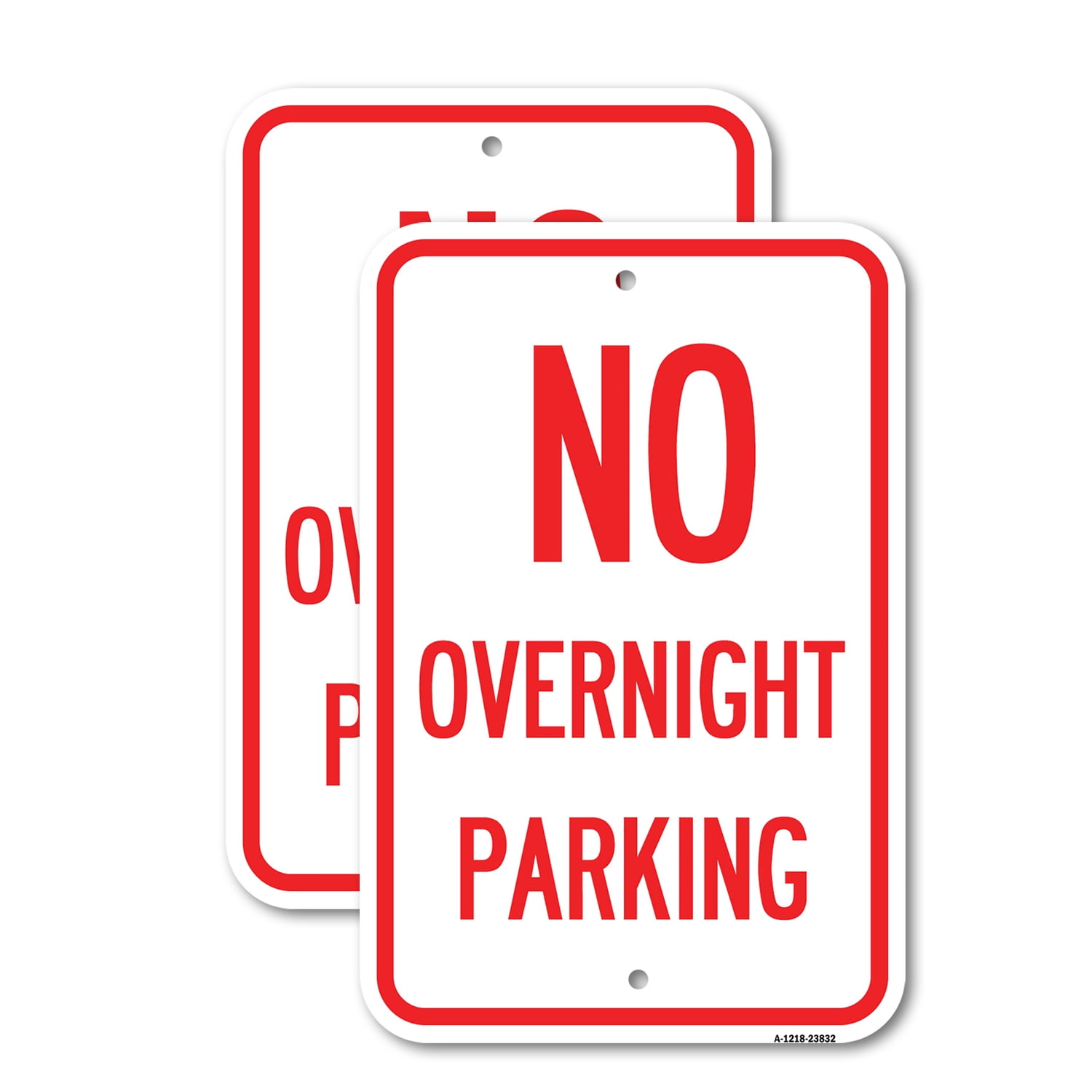 (2 Pack) No Overnight Parking Sign | 18