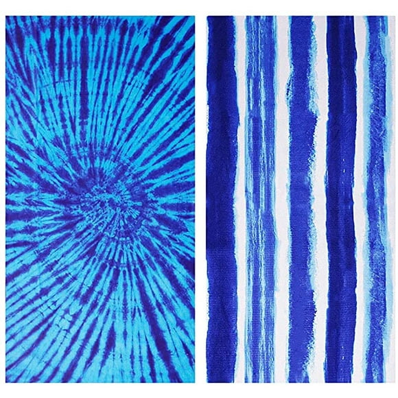 2 Pack Oversized Beach Towel Clearance , Extra Large Fast Quick Dry Sand Free Proof Mat Travel Stuff Cool Pool Microfiber Towel for Adults Men Women Mom Dad Funny Gift , 74"x36"-Boho Stripe