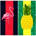 thumbnail image 1 of 2 Pack Oversized Beach Towel Set, Extra Large Long XL Microfiber Pool Swim Towels, Quick Dry Super Absorbent Sandless Travel Towels Blanket Bluk, Adult Men Vacation Essentials,74"x36"- Flamingo, 1 of 7