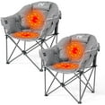 thumbnail image 1 of 2 Pack Oversized Heated Camping Chair, 3 Heating Levels Soft Padded Camp Chairs with Pillow and Storage Bag, Portable Folding Outdoor Heated Moon Chair for Lawn Patio Beach and Picnics, 1 of 8