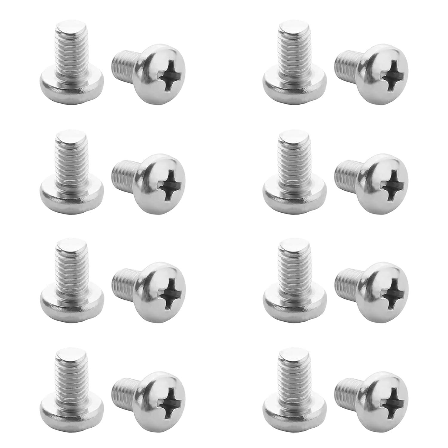 30Pcs M4-0.7x8mm Pan Head Machine Screws 304 Stainless Steel Metric Phillips Drive Cross Round Head Machine Screws Fasteners Bolts, Fully Threaded