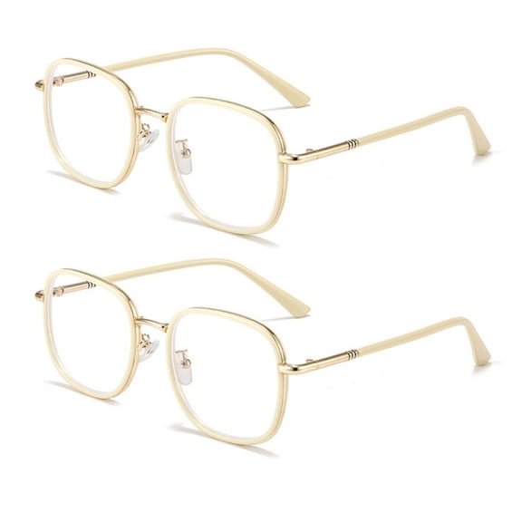 2 Pack Oversized White Reading Glasses 3.50 for Women, Ladies Fashionable Square Readers Blue Light Blocking Presbyopic Glasses +3.50 Strength