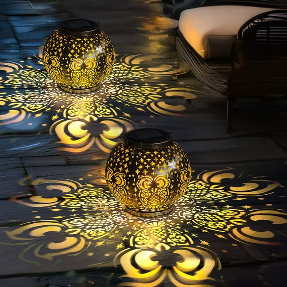 2 Pack Owl Solar Lanterns Outdoor,Waterproof Hanging Solar Lights Owl Gifts for Women,Metal Bird Decorative LED Lanterns for Yard Garden Decor