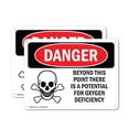 thumbnail image 1 of (2 Pack) Oxygen Deficiency Beyond This Point OSHA Danger Sign 10 Inch X 7 Inch Indoor / Outdoor Rust-Free Aluminum Metal Signs for Workplace, Workshop, and Construction Site, Made in, 1 of 8