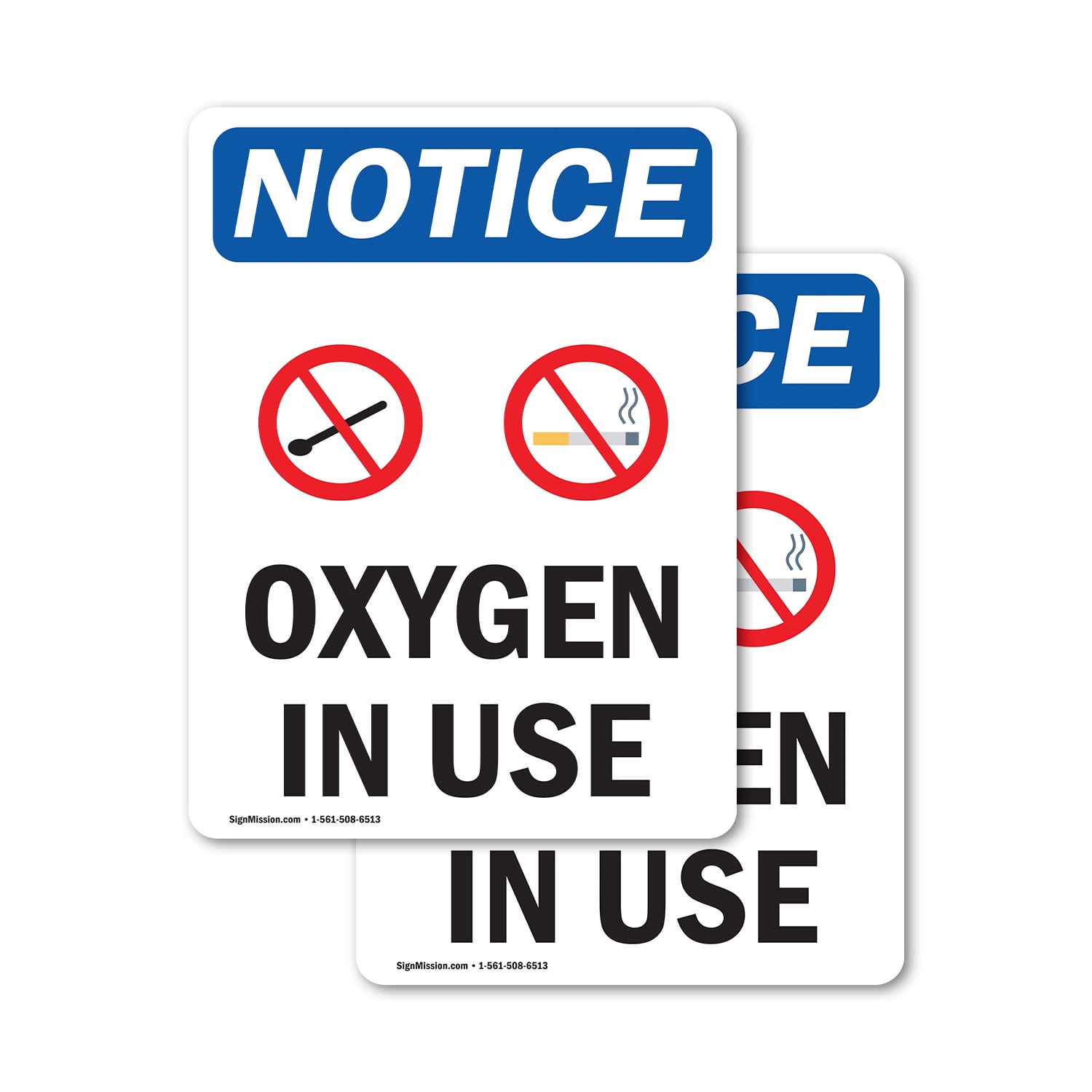 (2 Pack) Oxygen In Use Sign With Symbol OSHA Notice Sign 12 Inch X 18 ...