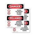 thumbnail image 1 of (2 Pack) Oxygen No Smoking No Open Flames Bilingual OSHA Danger Sign, 1 of 7