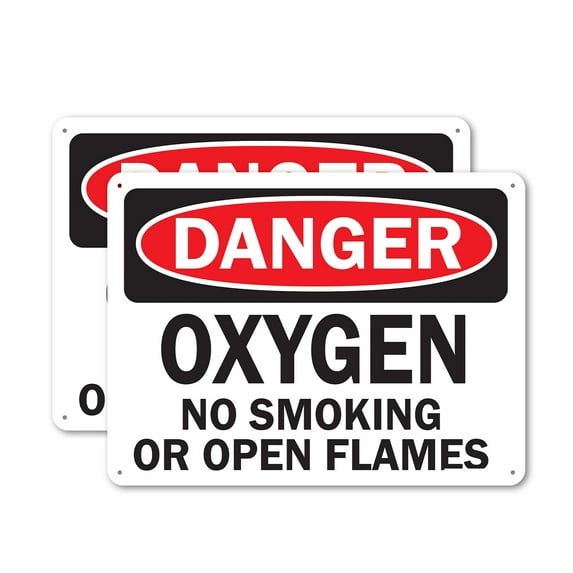 (2 Pack) Oxygen OSHA Danger Sign 18 Inch X 12 Inch Plastic Sign, Weather Resistant, UV Protected for Workplace, Business, and Construction Site, Made in the USA