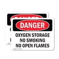 thumbnail image 1 of (2 Pack) Oxygen Storage No Smoking No Open Flames OSHA Danger Sign, 1 of 7