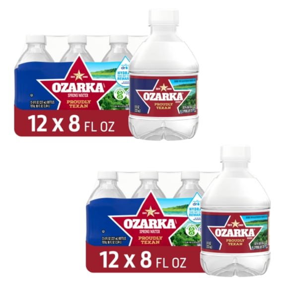 (2 Pack) Ozarka Spring Water, 8 fl oz Plastic Bottles, 12 Count