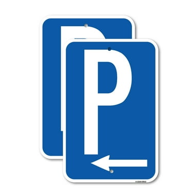 (2 Pack) P Symbol (With Left Arrow) | 18" X 24" Heavy-Gauge Aluminum Sign | Rust Free Aluminum, Weather Resistant, Waterproof, Fade Resistant, 2 Pre-drilled Holes