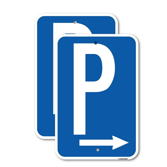 (2 Pack) P Symbol (With Right Arrow) | 18" X 24" Heavy-Gauge Aluminum Sign | Rust Free Aluminum, Weather Resistant, Waterproof, Fade Resistant, 2 Pre-drilled Holes
